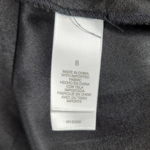 VTG Liz & Co Cocktail Dress Womens 8 Black Ruffled Detail V-Neck Flutter Sleeve - Picture 4 of 13